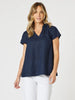 Beau Lino V Neck Top - Navy RC&CO