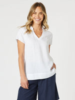 Beau Lino V Neck Top - White