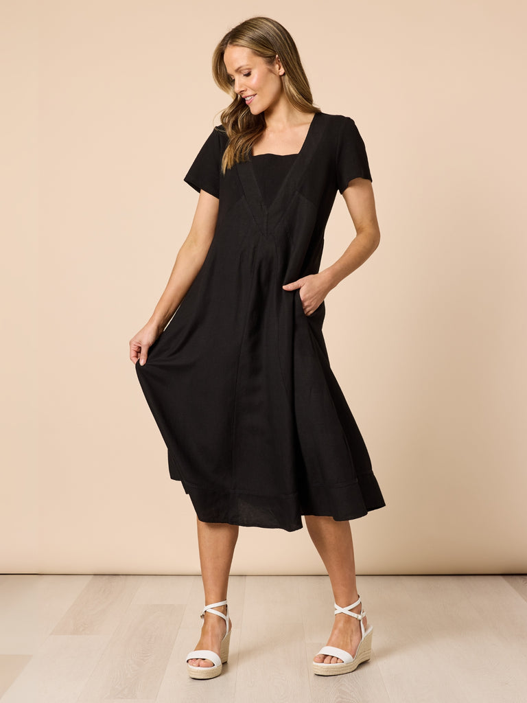 Lino Le Marais Dress - Black RC&CO