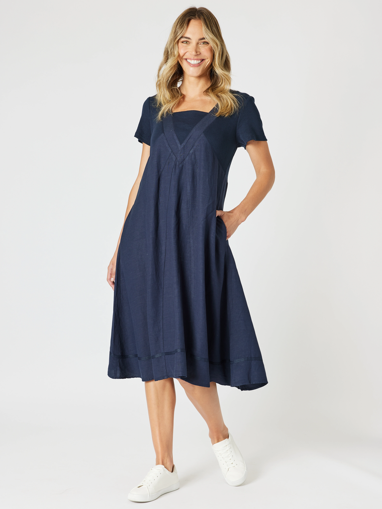 Lino Le Marais Dress - Navy RC&CO