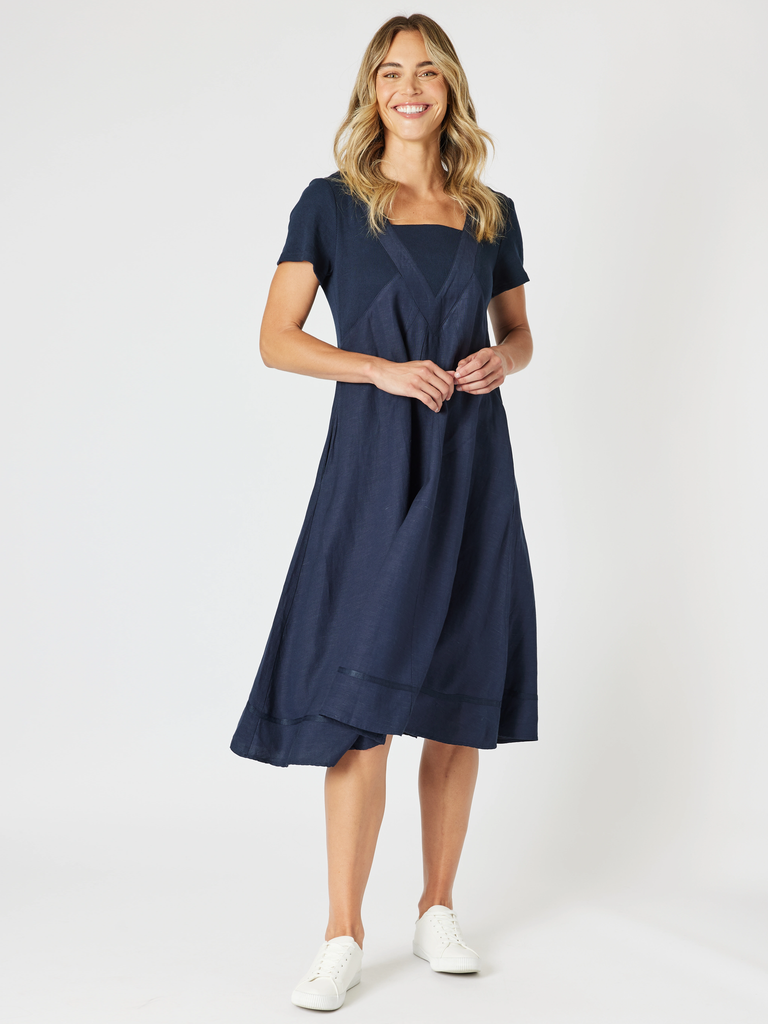 Lino Le Marais Dress - Navy RC&CO