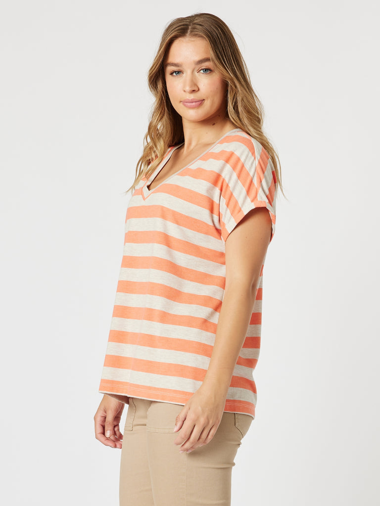 Addison Stripe Tee - Mango Natural rc&co