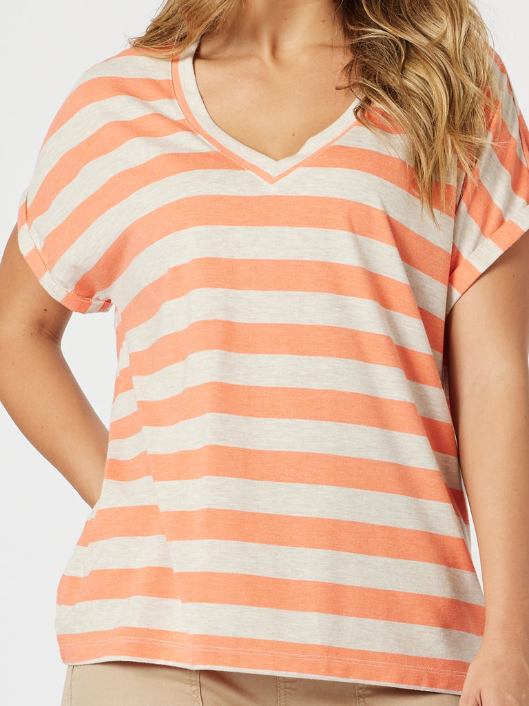 Addison Stripe Tee - Mango Natural rc&co