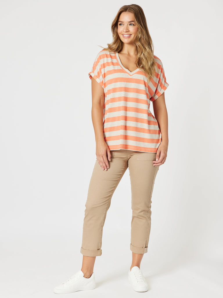 Addison Stripe Tee - Mango Natural rc&co