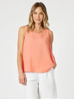 The Lino Button Back Cami - Papaya