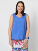 The Lino Button Back Cami - Sardinia Blue