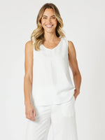 The Lino Button Back Cami - White