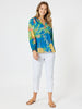 Tropics Floral Print Sheer Top - Blue/Multi RC&CO