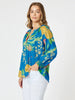 Tropics Floral Print Sheer Top - Blue/Multi RC&CO