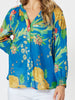 Tropics Floral Print Sheer Top - Blue/Multi RC&CO