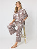 Palm Cove Print Wide Leg Pant - Espresso White rc&co