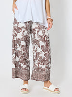 Palm Cove Print Wide Leg Pant - Espresso White
