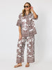 Palm Cove Print Wide Leg Pant - Espresso White rc&co