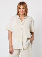 Lino Embroidered Shirt - Natural/White