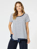 Frill Me Stripe Print Tee - Navy/White