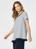 Frill Me Stripe Print Tee - Navy/White