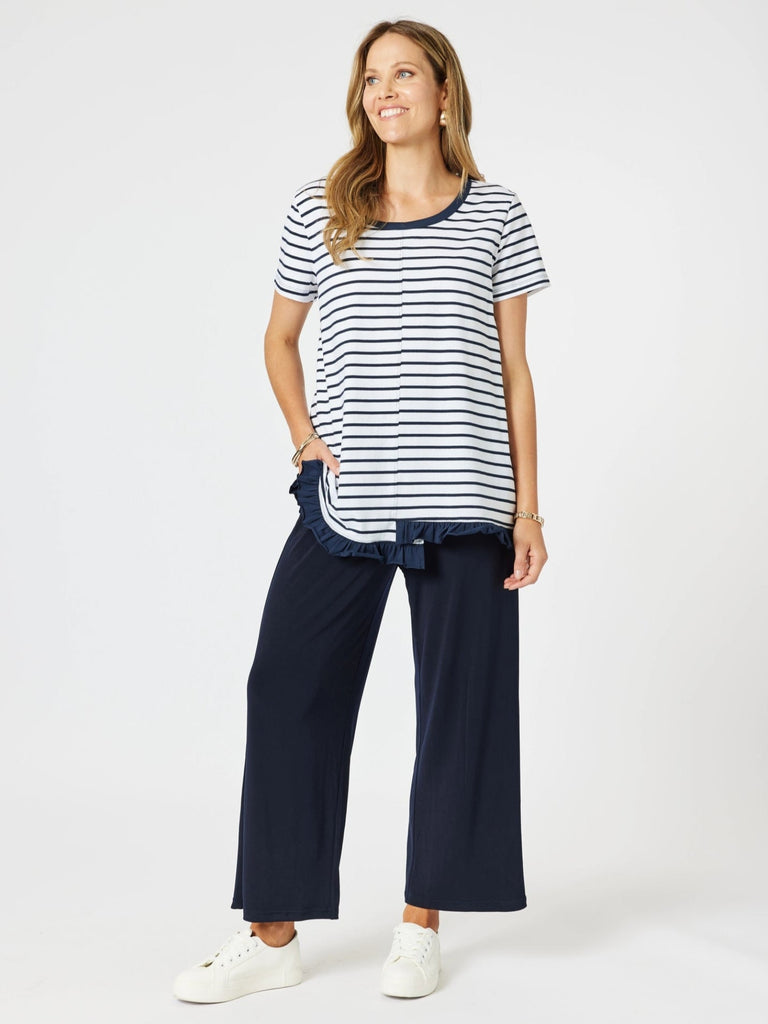 Frill Me Stripe Print Tee - Navy/White rc&co