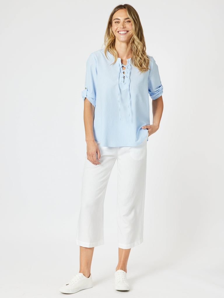 Lara Linen Wide Leg Pant - White RC&CO
