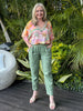 Passport Print V Neck Top - Sunset Multi
