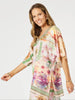 Passport Print V Neck Top - Sunset Multi rc&co