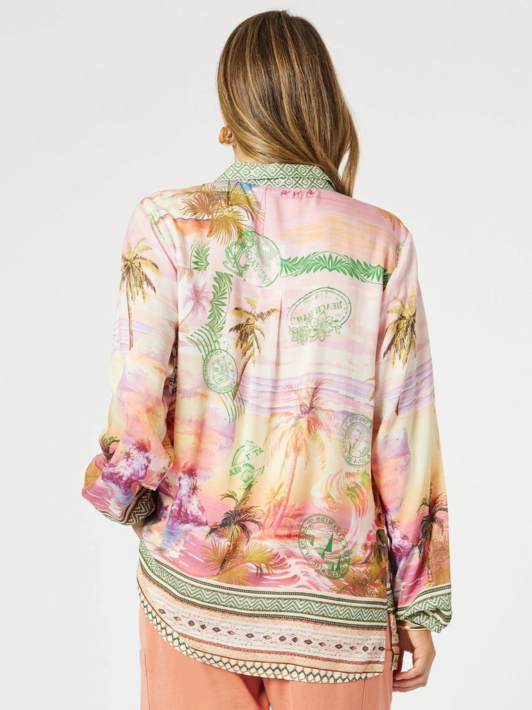 Passport Print Shirt - Sunset Multi rc&co