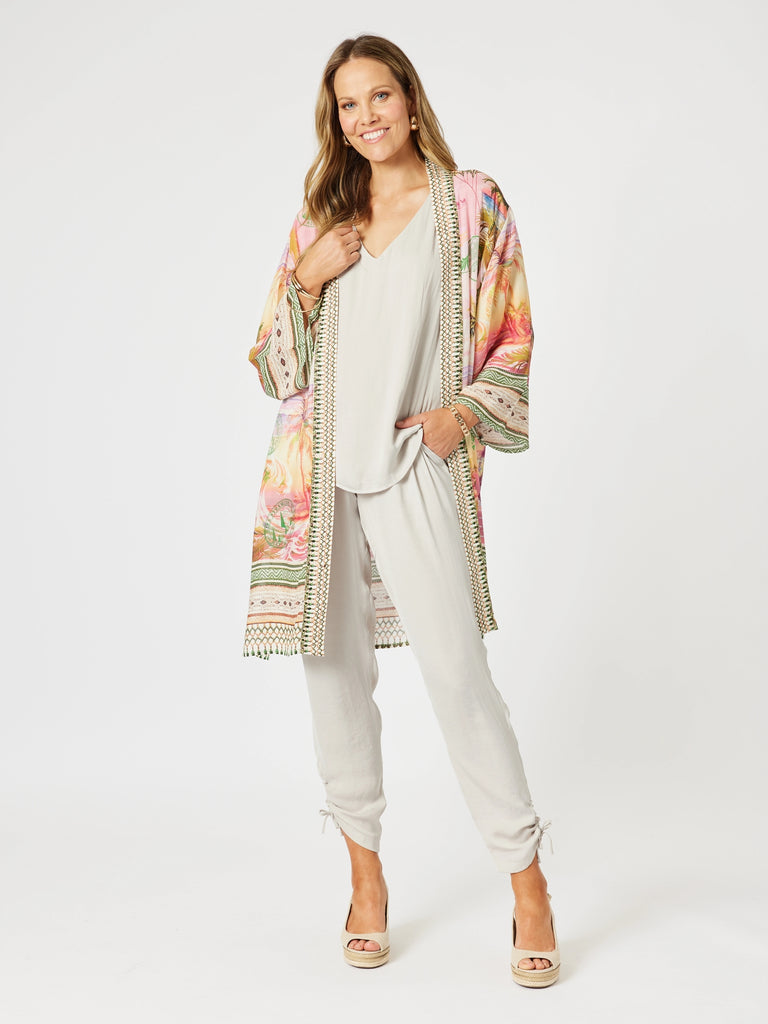 Passport Print Kimono - Sunset Multi rc&co