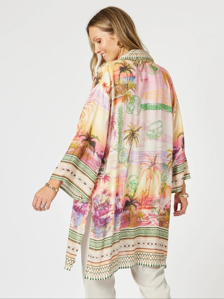 Passport Print Kimono - Sunset Multi rc&co