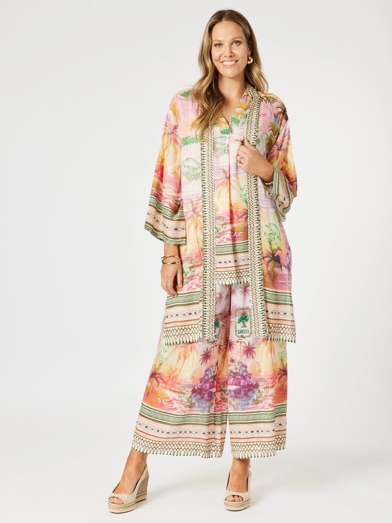 Passport Print Kimono - Sunset Multi rc&co