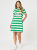 Heart Stripe Print Dress - Elm White rc&co