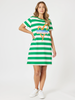 Heart Stripe Print Dress - Elm White