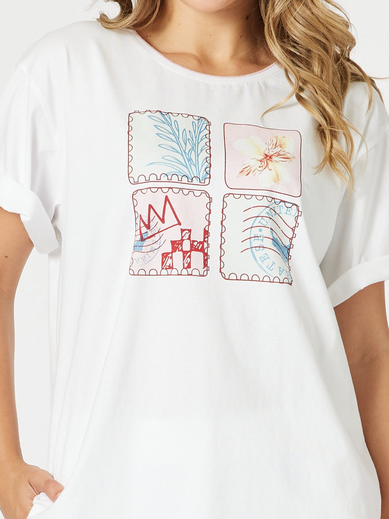 Capri Print Tee - White RC&CO