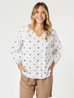 Rattan Embroidered Top - White/Natural