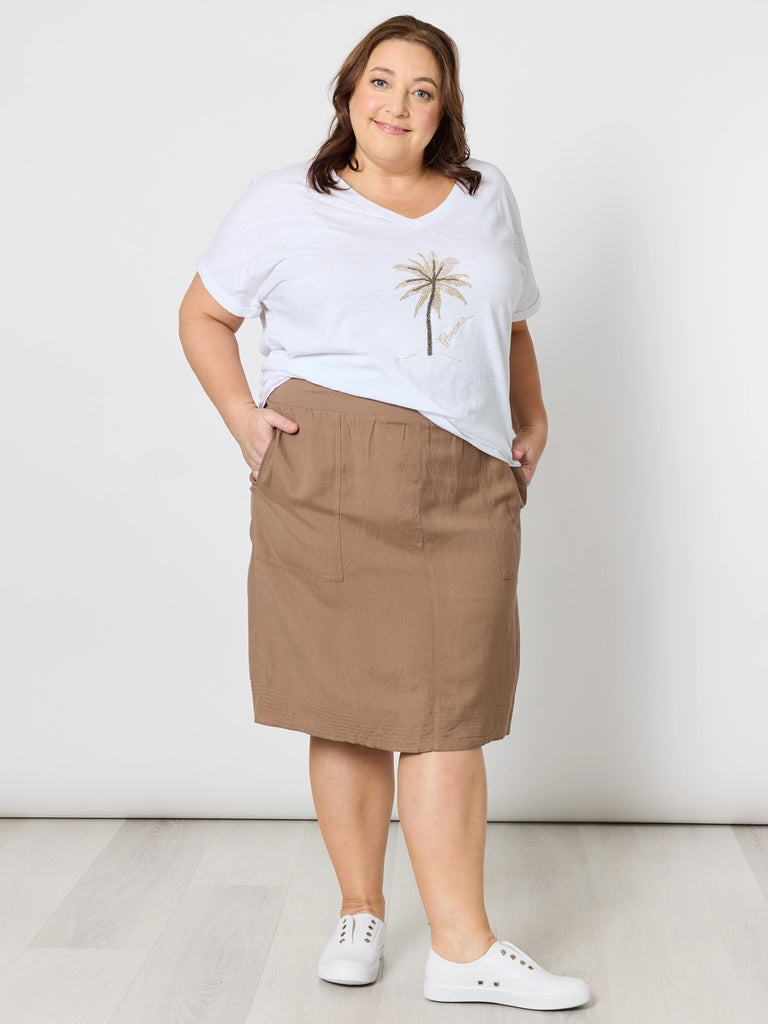 Stitch Hem Detail  Skirt - Nutmeg RC&CO