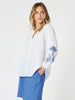 Mykonos Embroidered Sheer Blouse - White/Blue