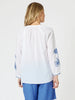 Mykonos Embroidered Sheer Blouse - White/Blue