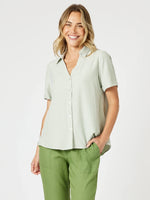 Piper Stripe Print Shirt - Sage/White
