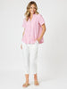 Piper Stripe Print Shirt - Pink White rc&co