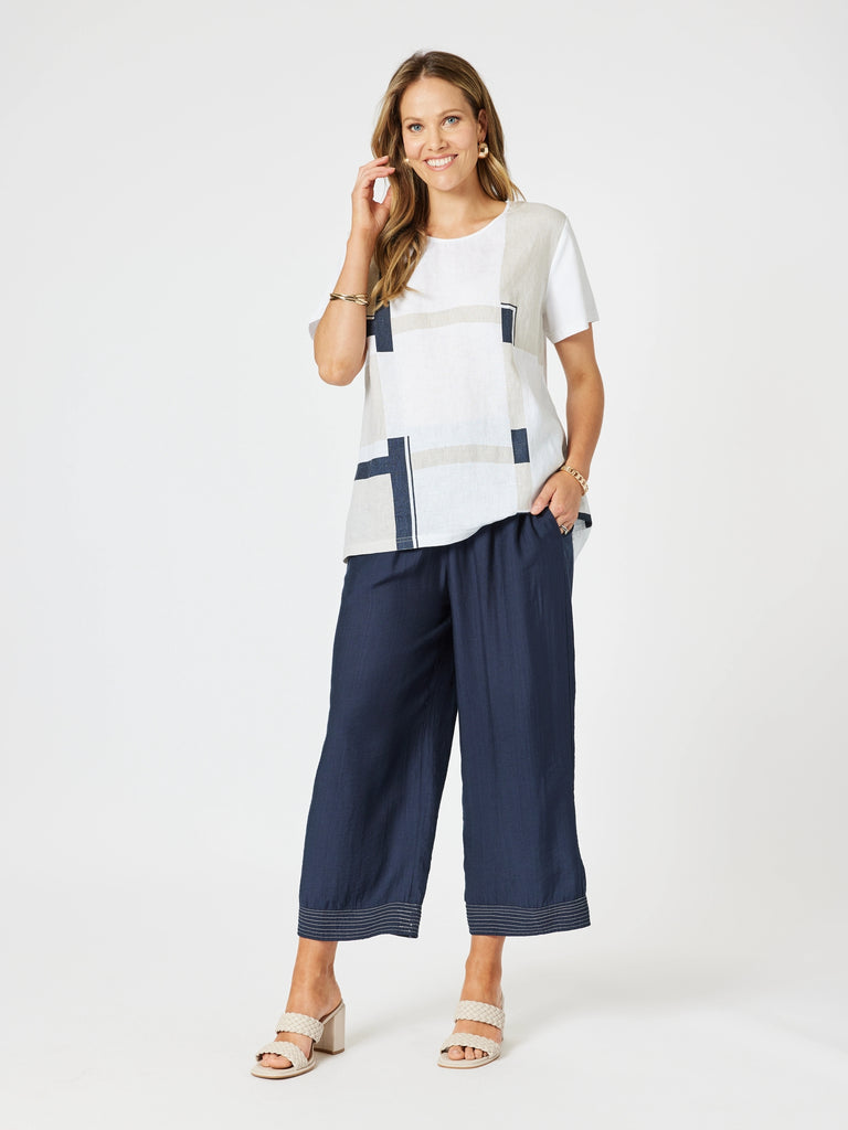 Top Stitch Detail Pant - Navy rc&co