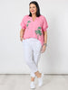 Pina Colada Embroidered Top - Pink Green