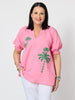 Pina Colada Embroidered Top - Pink Green