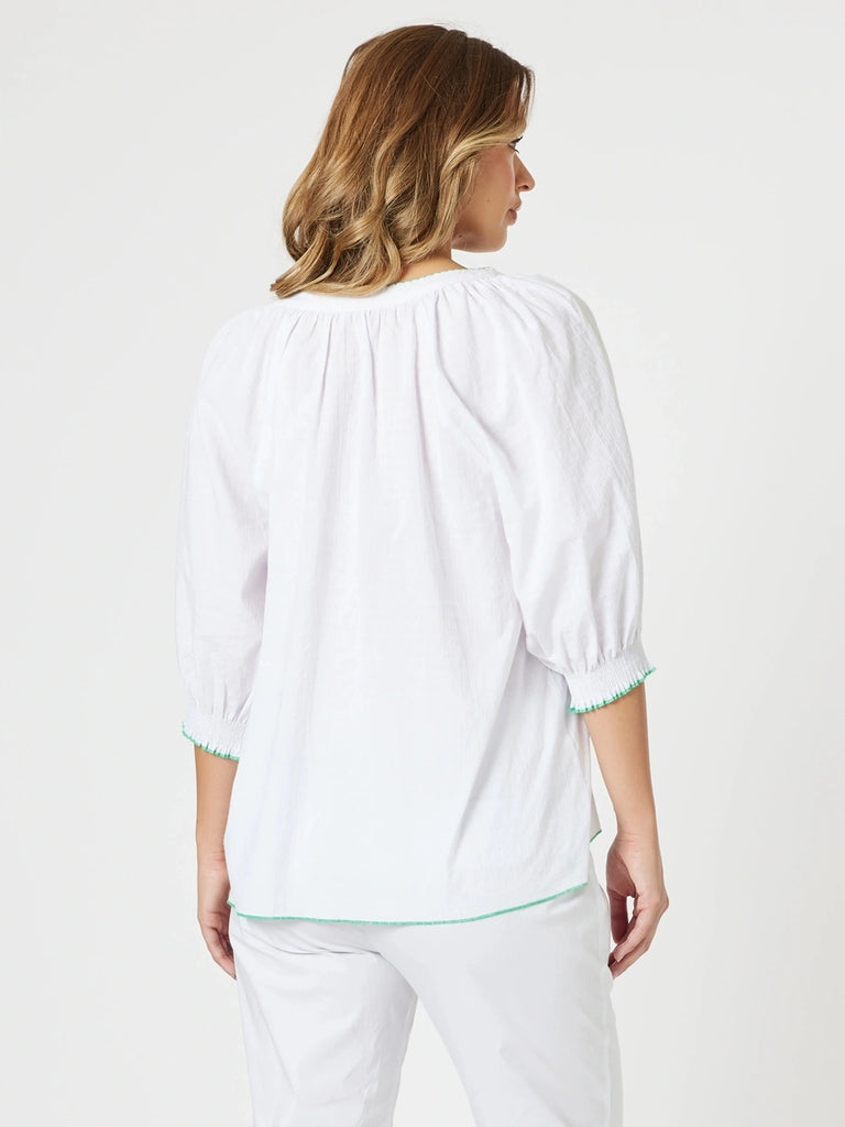 Pina Colada Embroidered Top - White