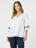 Ric Rac Top - White/Blue