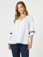 Ric Rac Top - White/Blue