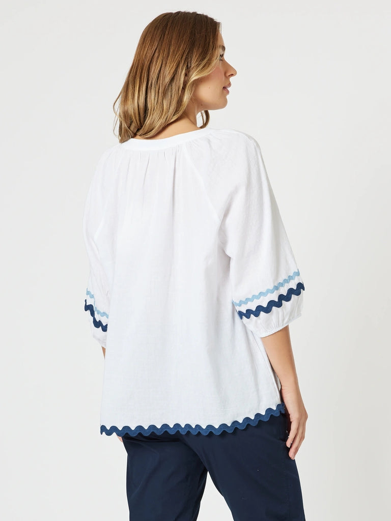 Ric Rac Top - White/Blue rc&co