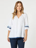 Ric Rac Top - White/Blue rc&co