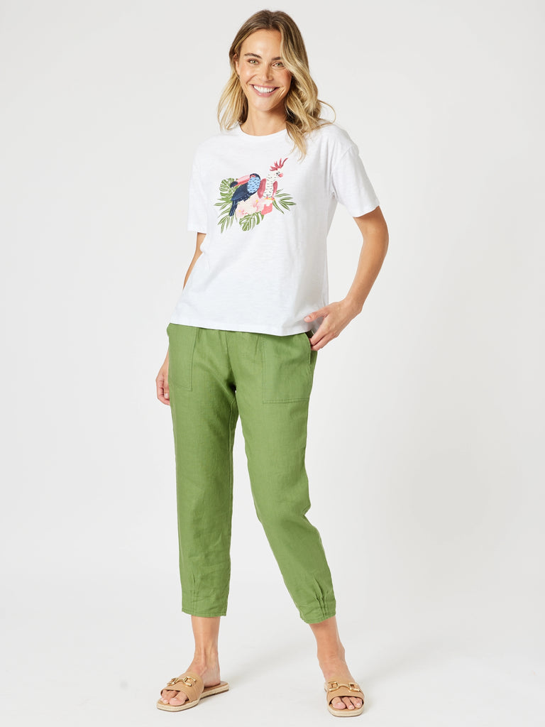 Aviary Sequin Print Tee - White rc&co
