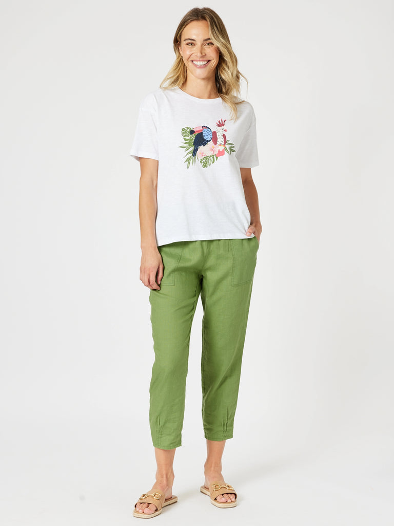 Aviary Sequin Print Tee - White rc&co