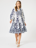 Resort Beaded Dress - White/Navy rc&co