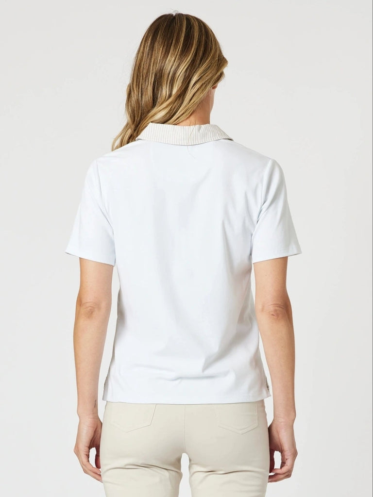 Polo Top - White/Natural rc&co