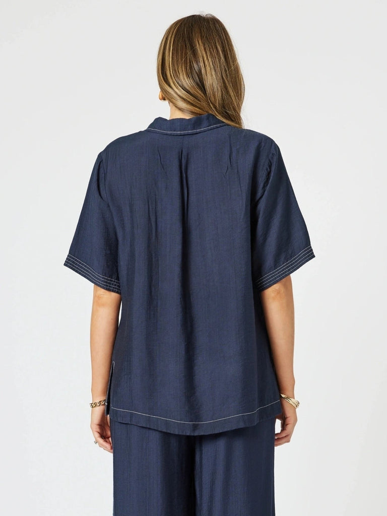 Top Stitch Detail Top - Navy RC&CO
